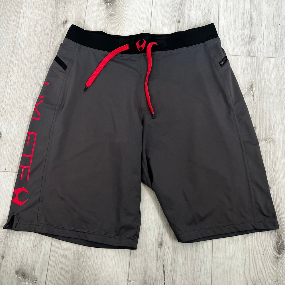 Hylete Shorts Adult Men's Medium Gray Red Lightweight Athletic Gym